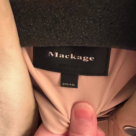 MACKAGE Tan and Leather Trench Coat - Picture 5 of 6